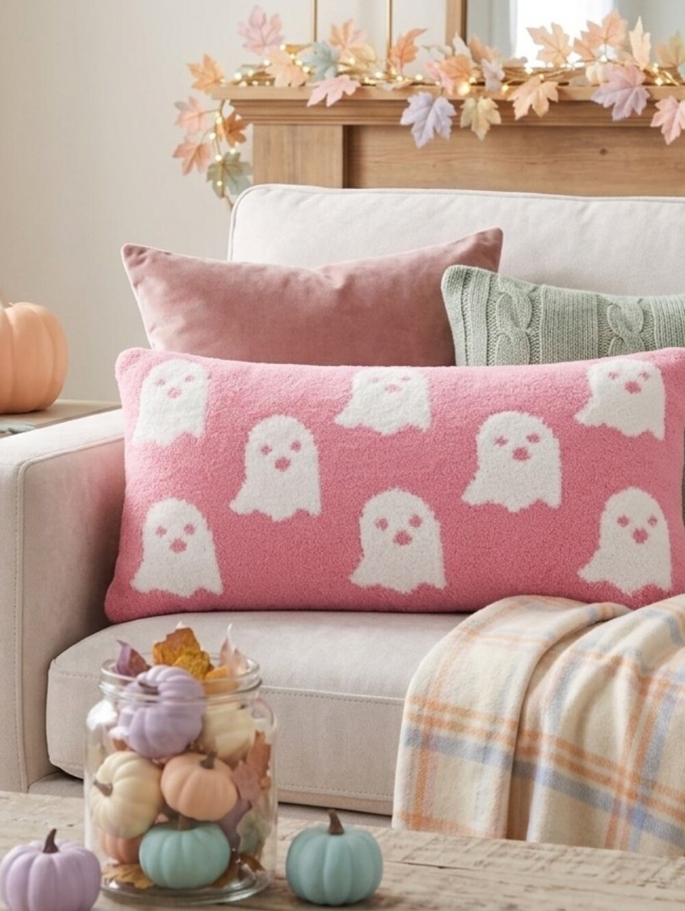 Cupcakes And Cashmere Pink Ghost Pillow
